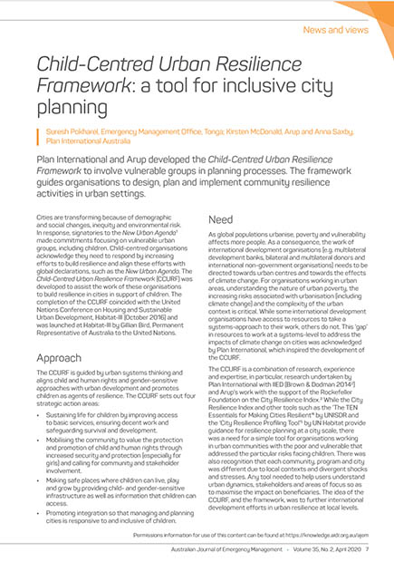 Child-Centred Urban Resilience Framework: a tool for inclusive city planning