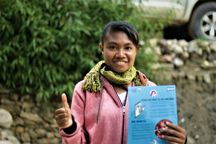 Yusti, 15, received one of the snakes and ladders board games