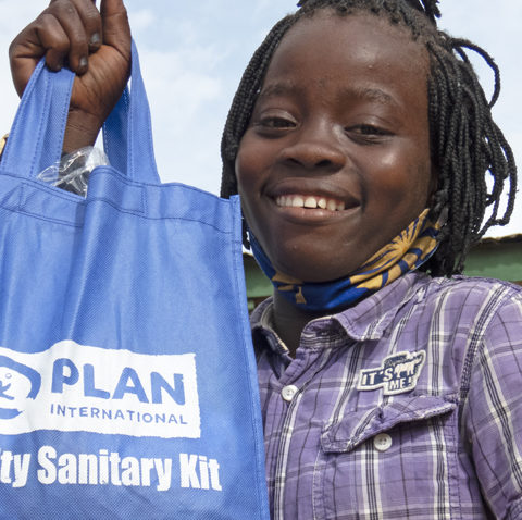 A Dignity Kit which includes menstrual pads, body soap, toothbrushes, shampoo and toilet paper.