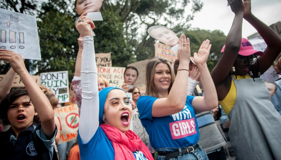 Youth activists take part in climate strike action in Melbourne, Australia