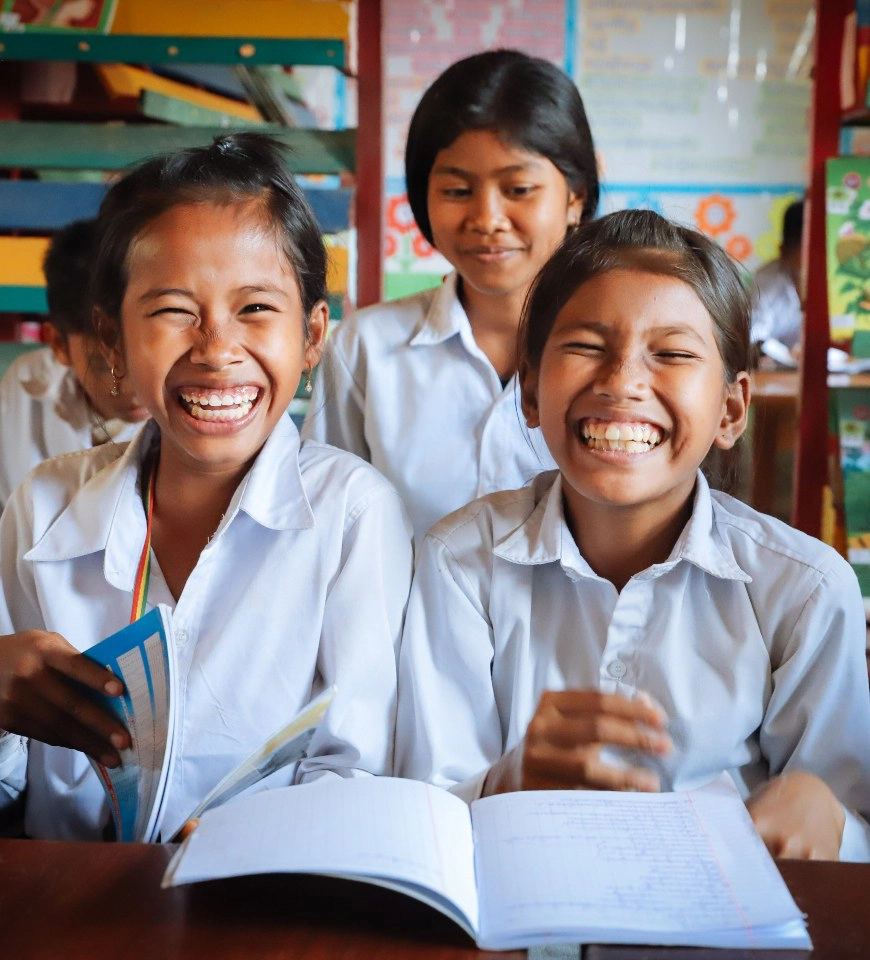 Laughing girls at primary school in Siem Reap, Cambodia