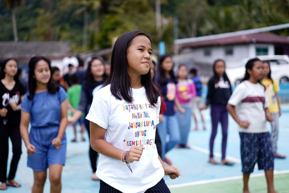 Girls take part in activity to learn about their reproductive health rights