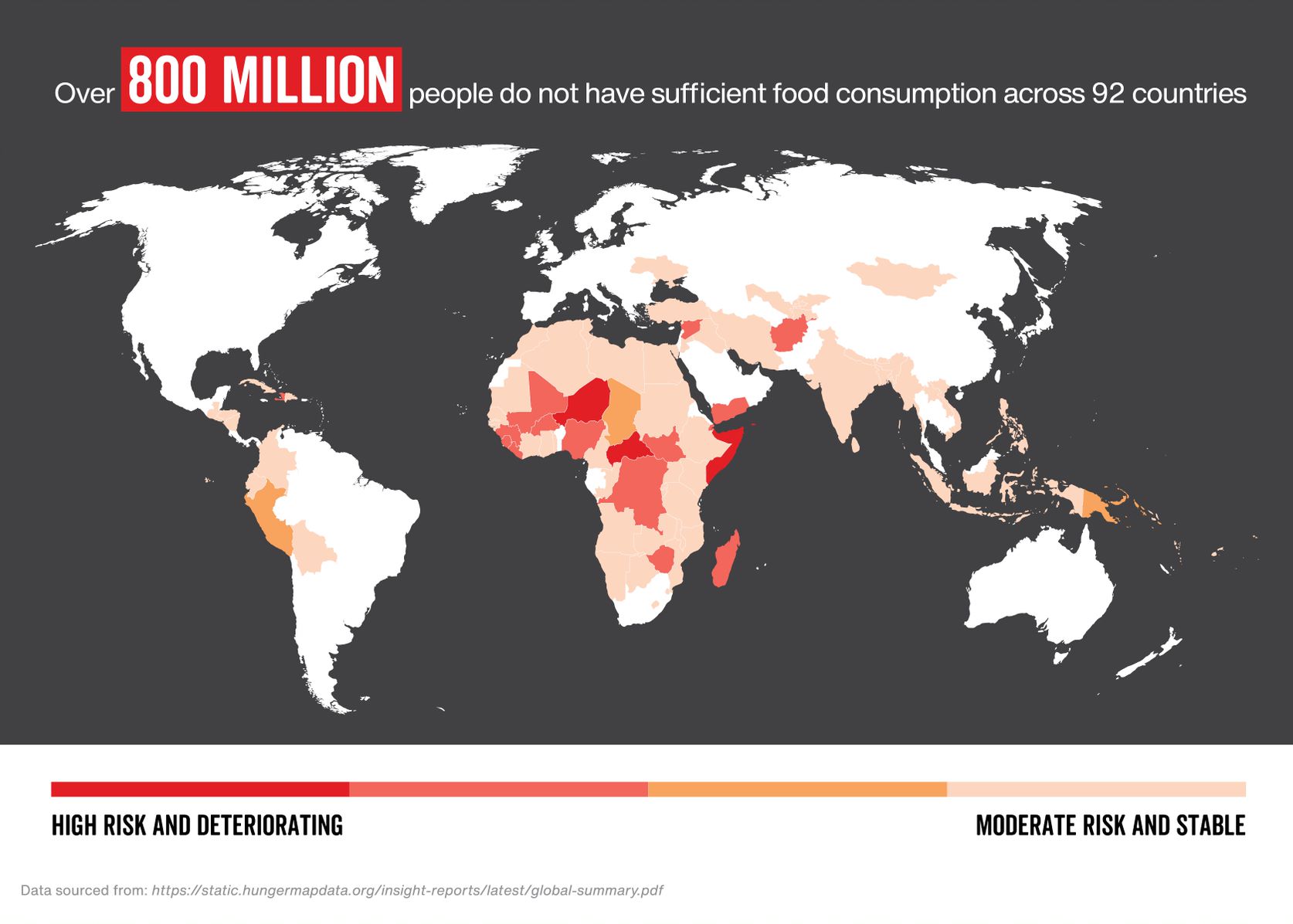 Map showing the impact of the Global Hunger Crisis