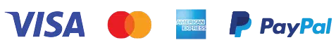 Mastercard, American Express, Visa and Paypal logos