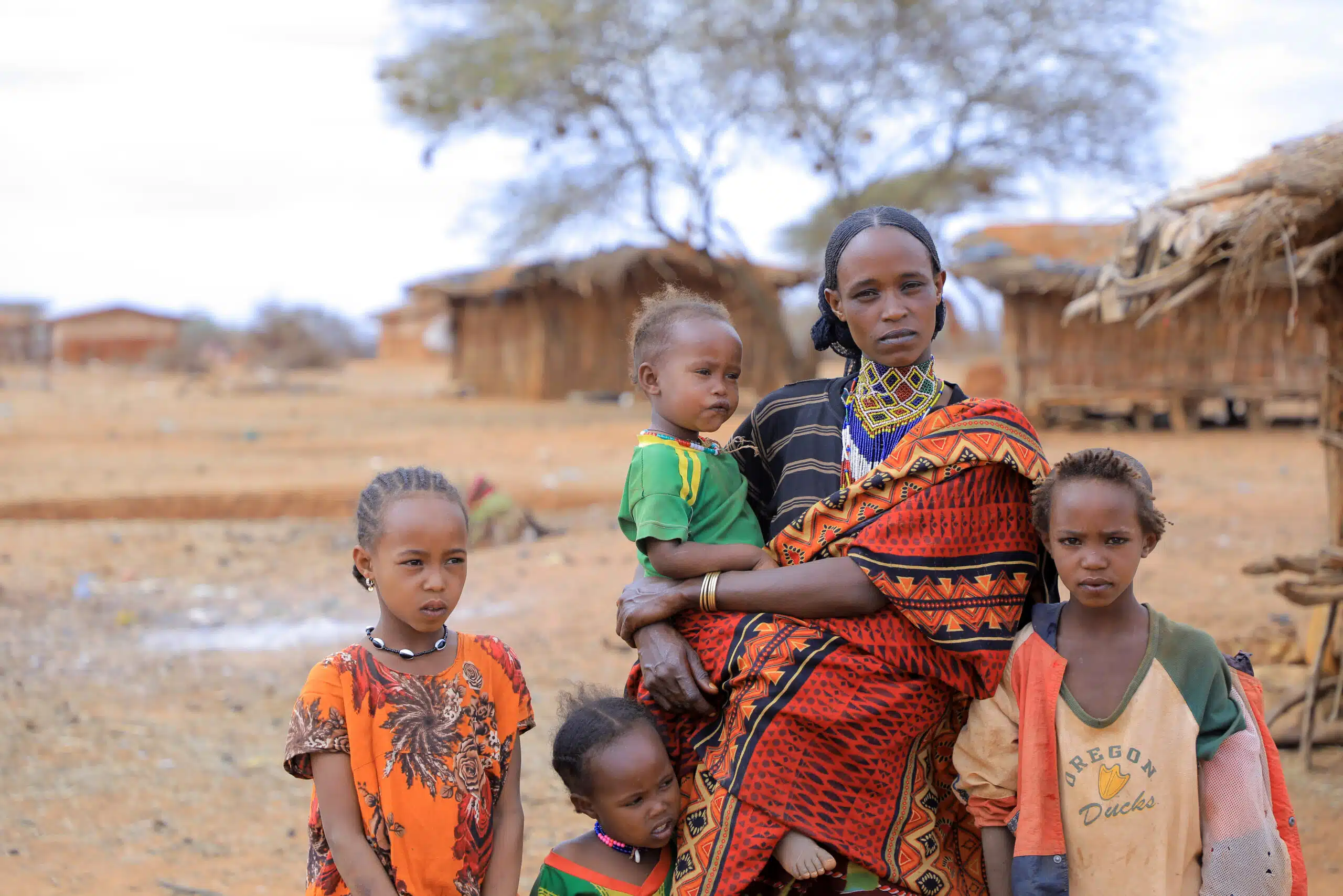 Kebele, 28, with her four children at their home in Borena zone