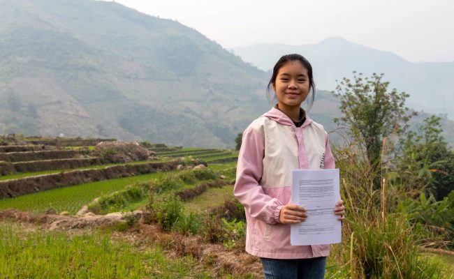 At just 15 years old, Huyen is already a champion of change in her community, leading numerous initiatives to end child, early and forced marriage in Lai Chau province. "I am deeply moved by those who unfortunately had to get married before they were ready. They have been robbed of the chance to live their own lives."

Huyen's natural charisma and leadership skills meant that she was often nominated to facilitate school events, and was eventually invited to join her school's Champions of Change club. At the club meetings, Huyen learned about the negative effects of child marriage. "Early marriage is a vicious cycle and education is the only way to break it," she says.

Huyen realised that, as a member of the Champions of Change club, she could help others understand more about the harms of early marriage and contribute to the fight against it in her local area by using her communication skills to report on the issue and bring it out into the open.